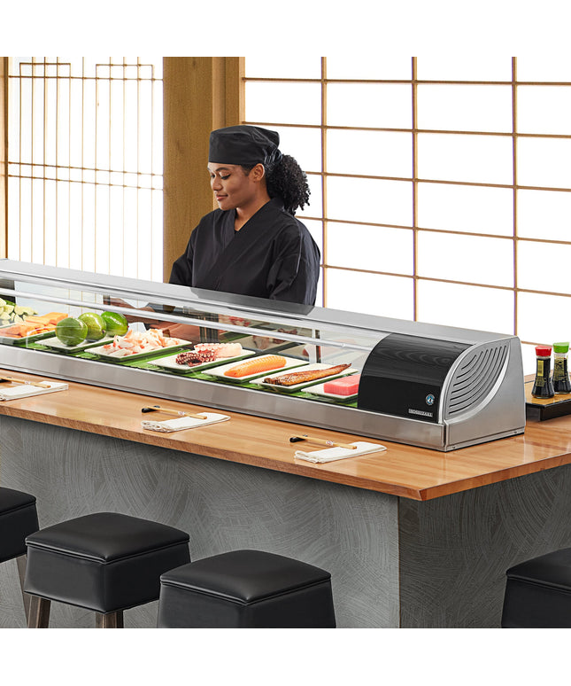 Tủ trưng bày sushi kính cong làm lạnh Hoshizaki HNC-210BA-R-SLH 210 cm - máy nén bên phải