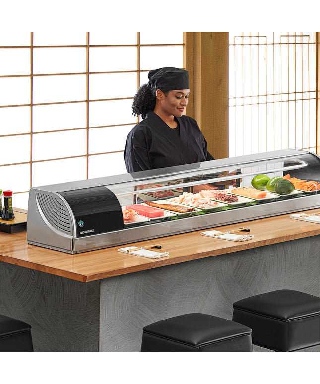 Tủ trưng bày sushi lạnh kính cong Hoshizaki HNC-180BA-L-SLH 180 cm máy nén bên trái