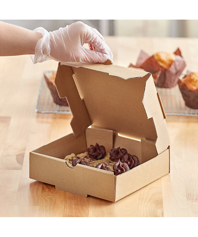 Hộp đựng bánh giấy gợn sóng Kraft trơn Choice 17,8 x 17,8 x 5,1 cm - Thùng 50 cái