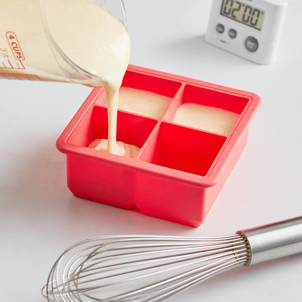 Khuôn đá silicone 4 ngăn viên vuông 5 cm Choice màu đỏ
