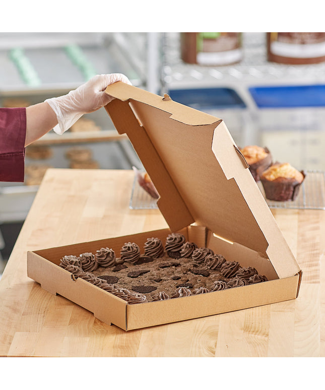 Hộp đựng bánh giấy kraft gợn sóng trơn Choice 36 x 36 x 5 cm - Bó 50 cái