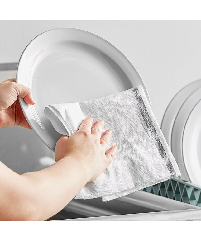 Khăn bếp cotton sọc màu xám trắng Choice 680 g 66 x 38,1 cm - Gói 12 cái