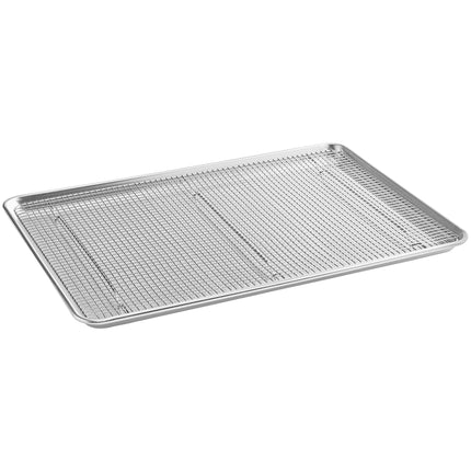 Bộ khay nướng nhôm viền dây thép 18 gauge 46 x 66 cm kèm vỉ làm nguội thép không gỉ có chân Baker's Lane nguyên khổ