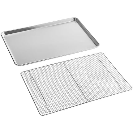 Bộ khay nướng nhôm viền dây thép 18 gauge 46 x 66 cm kèm vỉ làm nguội thép không gỉ có chân Baker's Lane nguyên khổ