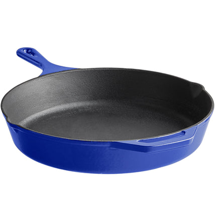 Chảo gang tráng men Valor màu xanh thiên hà 30 cm, có tay cầm phụ
