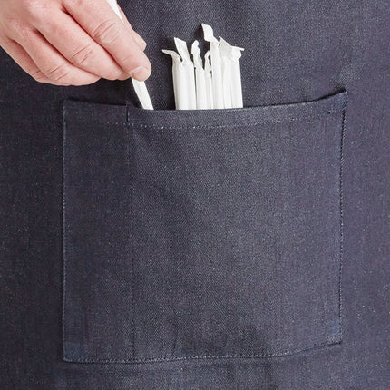 Tạp dề bistro túi denim màu đen Acopa Kennett 83,8 x 76,2 cm