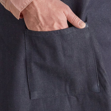 Tạp dề yếm vải denim điều chỉnh được Acopa Kennett xanh dương, 3 túi và dây viền đen