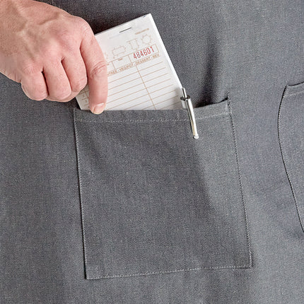 Tạp dề yếm 3 túi denim điều chỉnh màu tự nhiên Acopa Kennett 81,3 x 76,2 cm