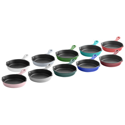 Chảo gang mini tráng men Valor màu xanh dương xỉ 13 cm