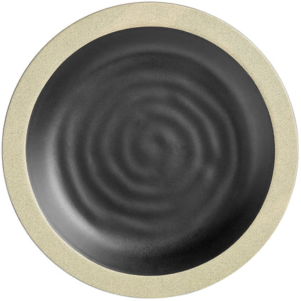 Đĩa melamine Acopa Ugoki nhám đen 25 cm viền ngà - Gói 12 cái