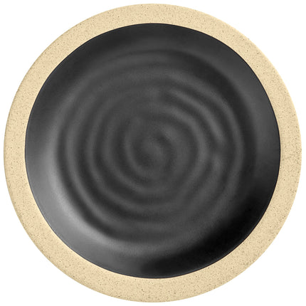 Đĩa melamine đen mờ viền ngà Acopa Ugoki 16,5 cm - Túi 12 cái