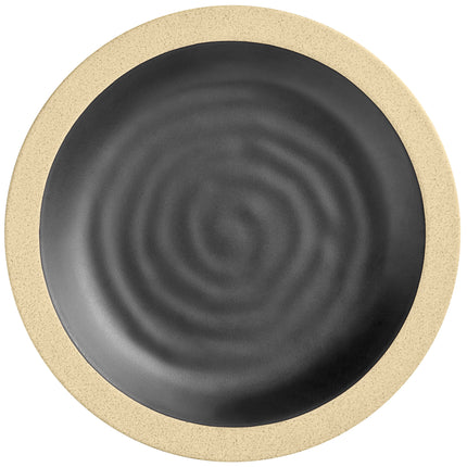 Đĩa melamine đen mờ viền ngà Acopa Ugoki 22,9 cm - Gói 12 cái