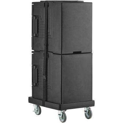 Bộ thùng giữ nhiệt nạp trước Choice đen 12 khay kèm xe đẩy và dây đai