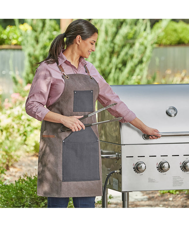 Tạp dề nướng vải bố dày bền màu xám khói Backyard Pro 82,5 x 67,3 cm