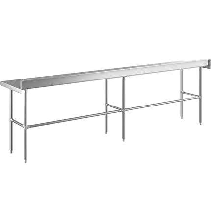 Bàn thao tác inox 304 chân hở gauge 16 tấm chắn sau 10 cm Regency 61 x 305 cm