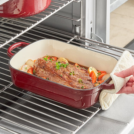 Khay nướng / đĩa casserole gang tráng men Valor màu đỏ merlot 4,97 lít - 34 x 26 x 8 cm