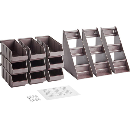 Bộ khay đựng tự phục vụ 3 tầng Choice nâu kèm 9 khay và 2 tờ nhãn