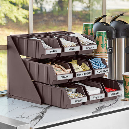 Bộ khay đựng tự phục vụ 3 tầng Choice nâu kèm 9 khay và 2 tờ nhãn