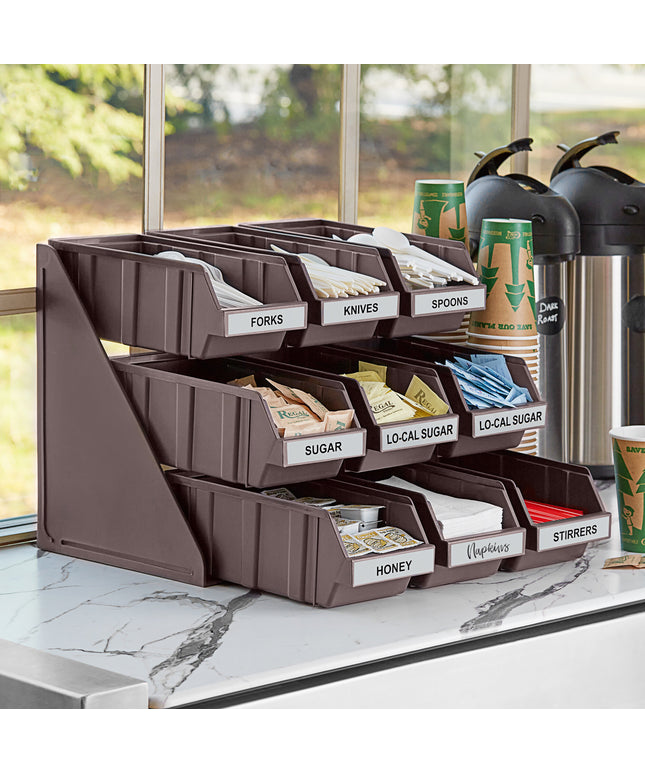 Bộ khay đựng tự phục vụ 3 tầng Choice nâu kèm 9 khay và 2 tờ nhãn