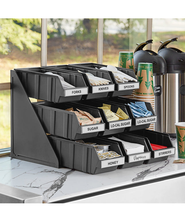 Bộ khay đựng tự phục vụ 3 tầng Choice đen kèm 9 khay và 2 tờ nhãn