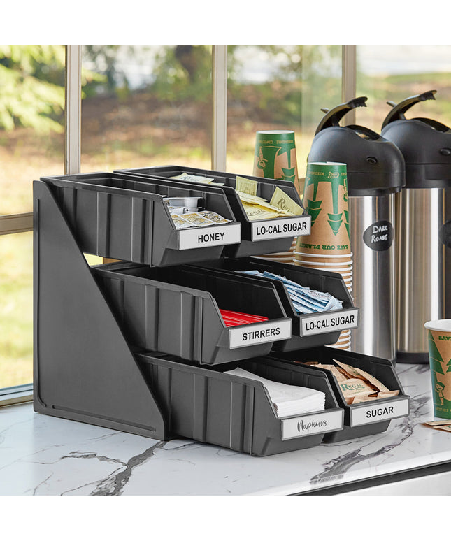 Bộ khay đựng tự phục vụ 3 tầng Choice đen kèm 6 khay và 2 tờ nhãn
