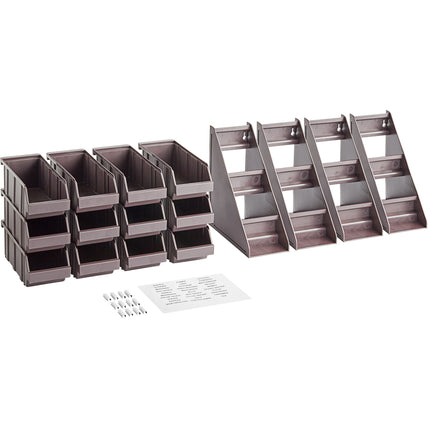 Bộ khay đựng tự phục vụ 3 tầng Choice nâu kèm 12 khay và 2 tờ nhãn