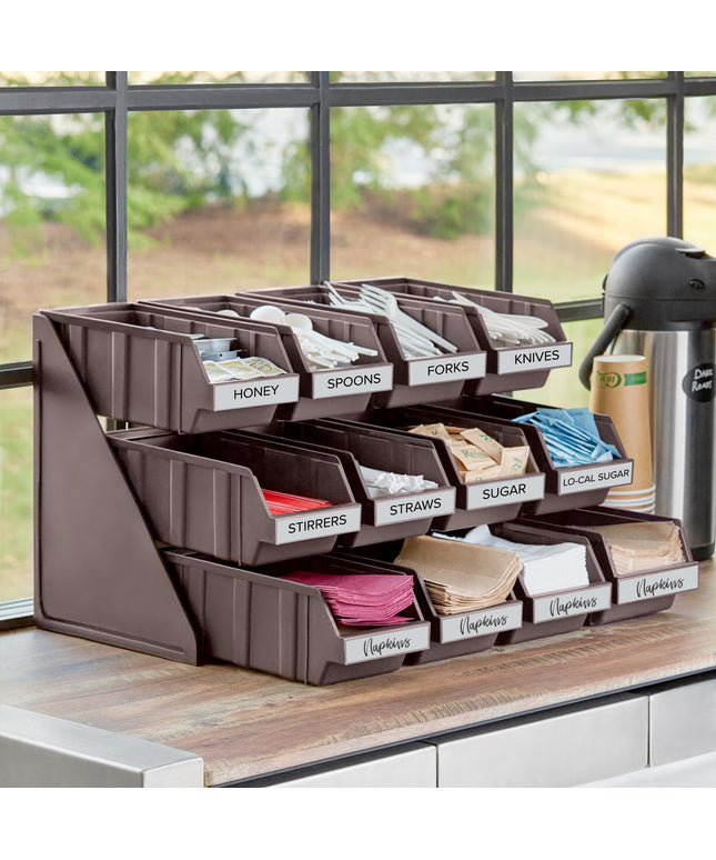 Bộ khay đựng tự phục vụ 3 tầng Choice nâu kèm 12 khay và 2 tờ nhãn