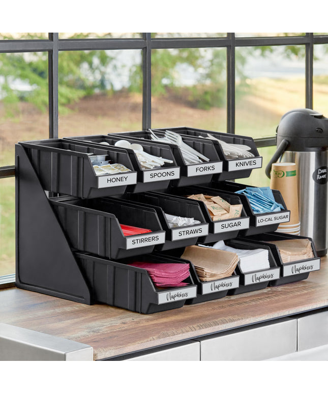 Bộ khay đựng tự phục vụ 3 tầng Choice đen kèm 12 khay và 2 tờ nhãn