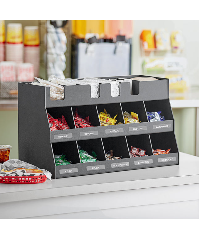 Giá đựng gia vị để bàn 16 ngăn ServSense màu đen 68,6 x 32,4 x 40,6 cm