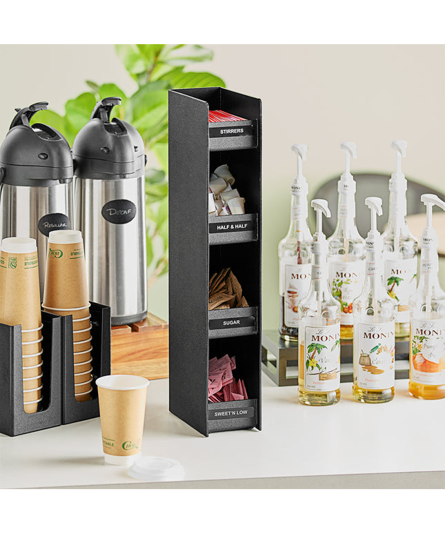 Hộp đựng gia vị 4 ngăn đặt bàn ServSense đen 11 x 18 x 60 cm