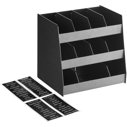 Giá đựng gia vị để bàn 11 ngăn ServSense màu đen 40,6 x 30,5 x 38,1 cm