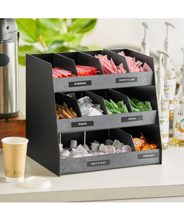Giá đựng gia vị để bàn 11 ngăn ServSense màu đen 40,6 x 30,5 x 38,1 cm