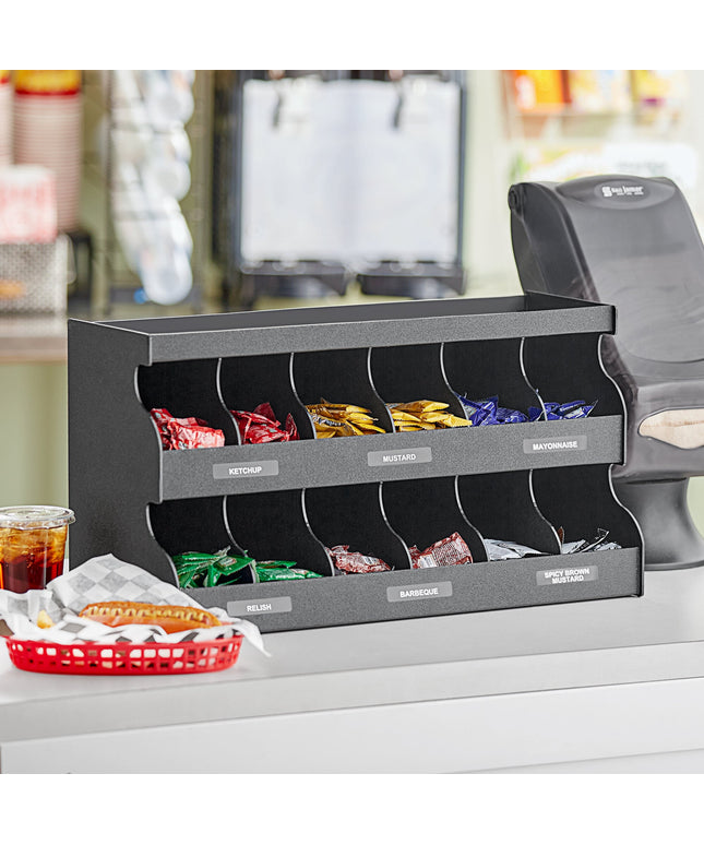 Giá đựng gia vị để bàn 12 ngăn ServSense màu đen 61 x 22,9 x 33 cm