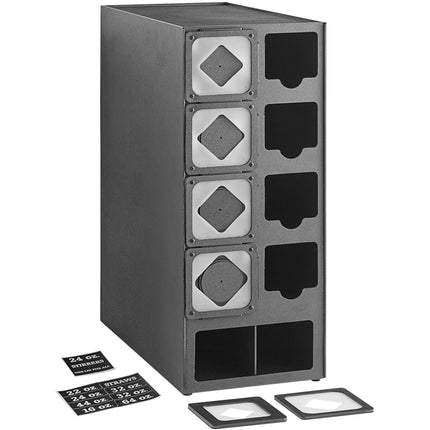 Tủ phát ly / trụ đựng nắp ly để bàn KleanTake by ServSense màu đen - 10 khe