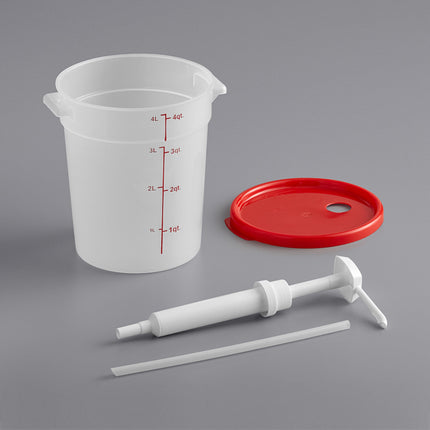 Bộ vòi bơm gia vị Choice kèm hộp tròn trong mờ 3,8 lít nắp đỏ, vòi bơm 30 ml