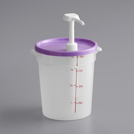 Bộ vòi bơm gia vị Choice kèm hộp tròn trong mờ 3,8 lít nắp tím, vòi bơm 30 ml
