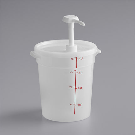 Bộ vòi bơm gia vị Choice kèm hộp tròn trong mờ 3,8 lít có nắp, vòi bơm 30 ml