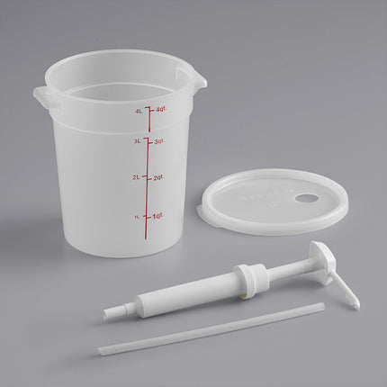 Bộ vòi bơm gia vị Choice kèm hộp tròn trong mờ 3,8 lít có nắp, vòi bơm 30 ml