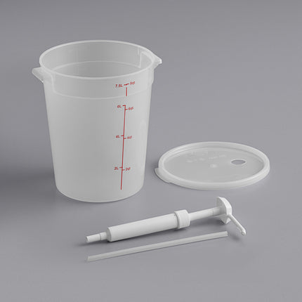 Bộ vòi bơm gia vị Choice kèm hộp tròn trong mờ 7,6 lít có nắp, vòi bơm 30 ml