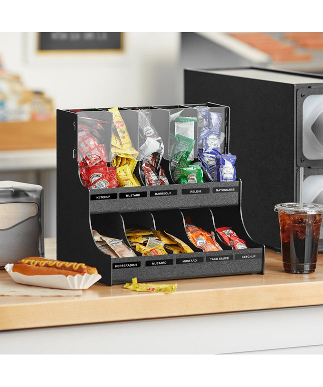 Hộp đựng gia vị nhỏ 10 ngăn tự chảy đặt bàn ServSense đen 32 x 23 x 30 cm