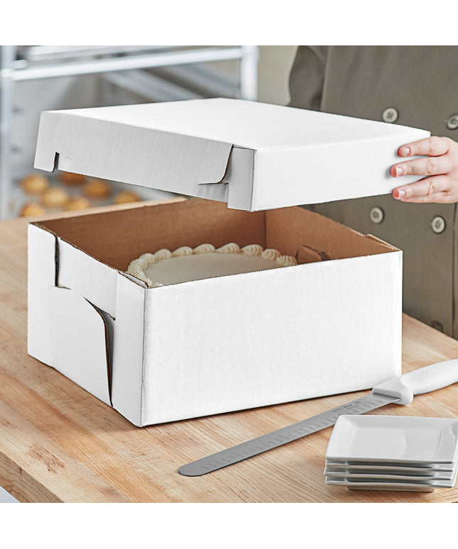 Hộp đựng bánh 2 mảnh giấy gợn sóng 30 x 30 x 15 cm màu trắng - Thùng 25 cái
