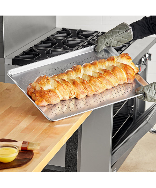 Khay nướng nhôm đục lỗ Choice khổ đầy đủ 46 x 66 cm viền lồng khung dây dày 19 gauge - Thùng 12 cái
