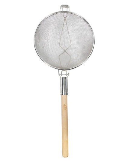 Rây Lọc Tablecraft 1024 33.7 cm Tay Cầm Gỗ Tròn, Lưới Đôi, Mạ Thiếc