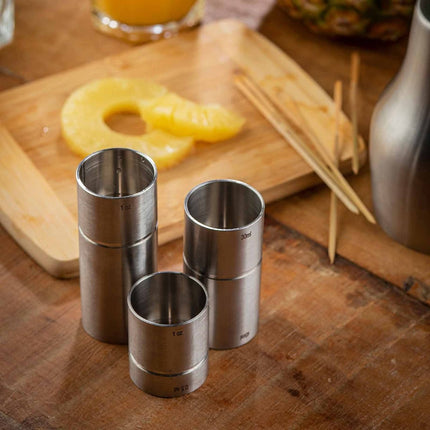Ly Đong Đôi Thimble Tablecraft 11415 - 30 ml & 45 ml, Thép Không Gỉ