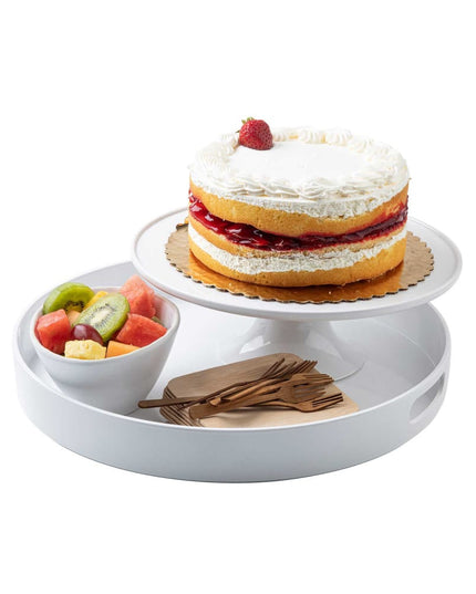 Đế Bánh Tròn Tablecraft 11489 29 cm - Cao 10 cm, Melamine, Trắng