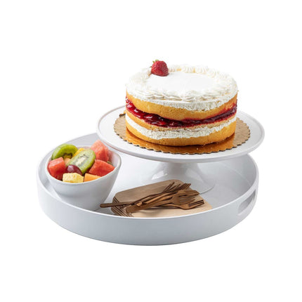 Đế Bánh Tròn Tablecraft 11489 29 cm - Cao 10 cm, Melamine, Trắng