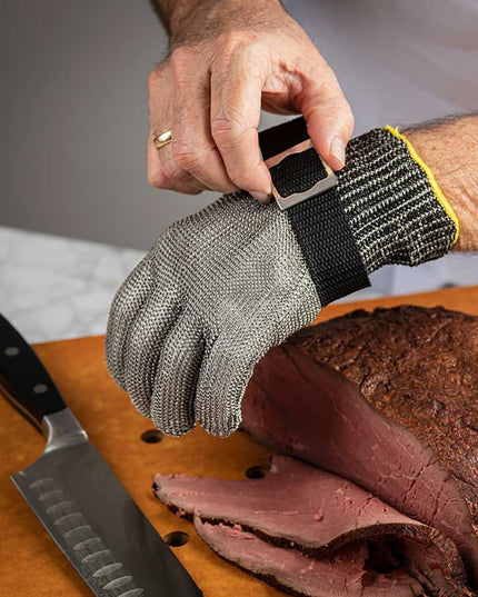 Găng Tay Chống Cắt Tablecraft 11737 Cỡ S Thép Không Gỉ Xám Viền Cổ Tay Vàng