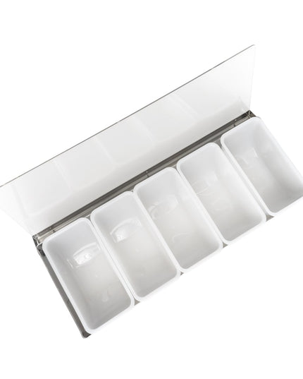 Khay Đựng Garnish Quầy Bar Tablecraft 1605 5 Ngăn - Nắp Phẳng Bản Lề