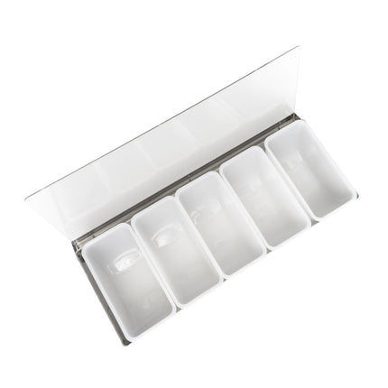 Khay Đựng Garnish Quầy Bar Tablecraft 1605 5 Ngăn - Nắp Phẳng Bản Lề