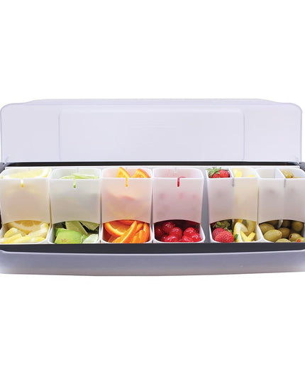 Khay Đựng Garnish Quầy Bar Tablecraft BCD6000 6 Ngăn - Nắp Phẳng Bản Lề